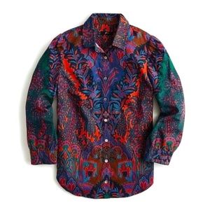 NWT J. Crew Puff Sleeve Button Down Ratti paisley print top - Size: 2